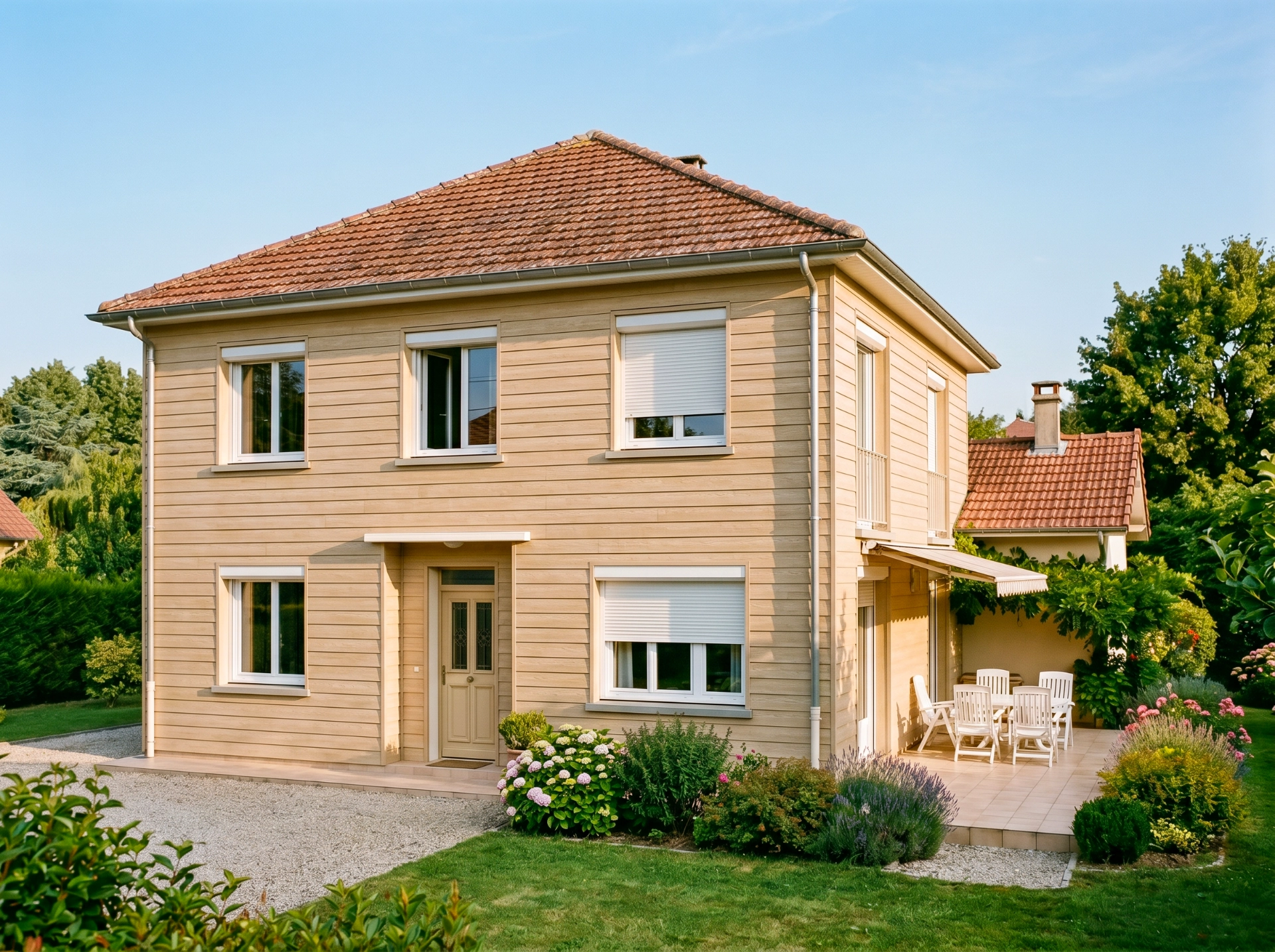 Façade avec isolation sous bardage